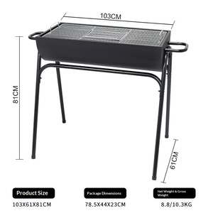 Horno <span class=keywords><strong>de</strong></span> carbón engrosado <span class=keywords><strong>de</strong></span> media cara, portátil y desmontable para exteriores, con parrilla y depósito <span class=keywords><strong>de</strong></span> aceite, para <span class=keywords><strong>asar</strong></span> <span class=keywords><strong>carne</strong></span> en el patio - Product Image 6