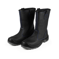 Bottes de sécurité montantes de 30 cm avec embout en acier, en cuir embossé, anti-perforation, semelle en PU solide, pour travailleurs (sur demande)