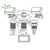 JY Commande en gros personnalisée 49.8x33mm Bouton rectangulaire en plastique à dessus plat et bord incliné, à impression, momentané, avec LED, pour jeu vidéo d'arcade, 1 an, anglais