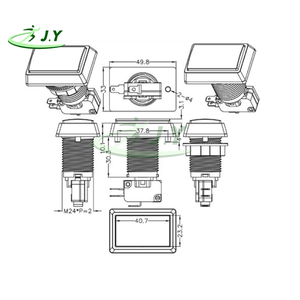 JY Commande en gros personnalisée 49.8x33mm Bouton rectangulaire en plastique à dessus plat et bord incliné, à impression, momentané, avec LED, pour <span class=keywords><strong>jeu</strong></span> vidéo d'arcade, 1 an, anglais - Product Image 4