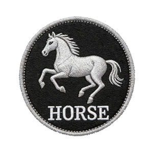 Écusson brodé personnalisé en forme de cheval, badge thermocollant rond, patch en tissu 3D en relief pour vêtements, sacs, chapeaux - Product Image 1