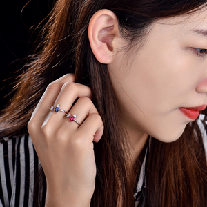 Bague ouverte de grand-mère plaquée en argent Sterling 925 pour femme, anneau réglable en Zircon rouge et blanc en forme de <span class=keywords><strong>goutte</strong></span> <span class=keywords><strong>d</strong></span>'<span class=keywords><strong>eau</strong></span> - Product Image 4