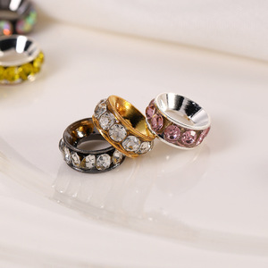 Металлические круглые бусины со стразами, золотые латунные бусины для баскетбола, для изготовления украшений - Product Image 1