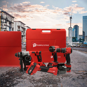 Set di Utensili Cordless 10-in-1 Rosso Brushless OEM Senza Chiave: Trapano <span class=keywords><strong>a</strong></span> Percussione, Avvitatore <span class=keywords><strong>a</strong></span> Impulsi, <span class=keywords><strong>Smerigliatrice</strong></span> Angolare, 4 Macchine, 4 Batterie, Uso Industriale - Product Image 3