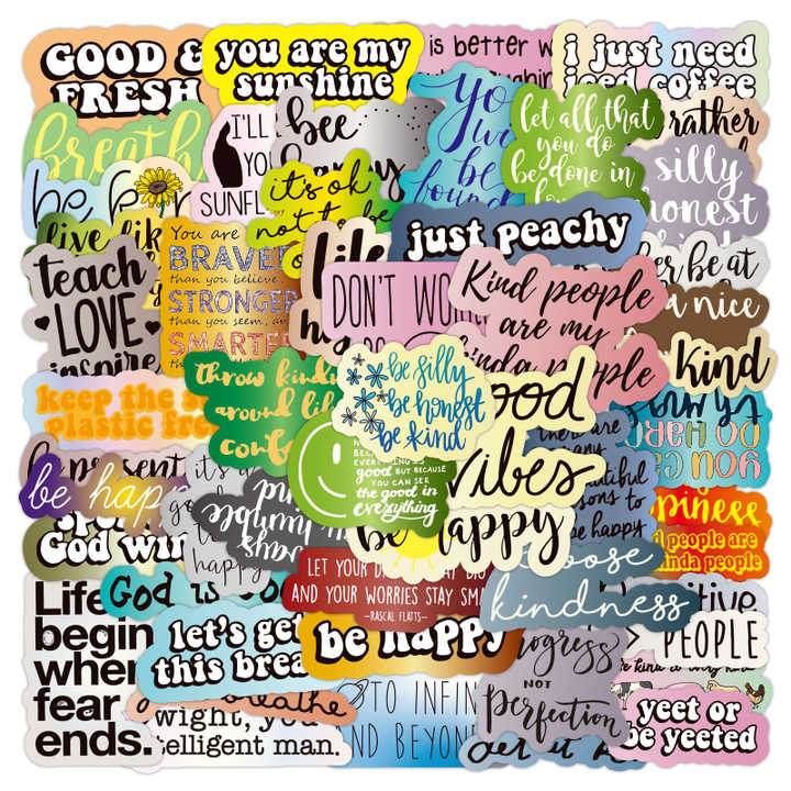 50pcs Custom Inspirational Short Sentences Graffiti Stickers for ...