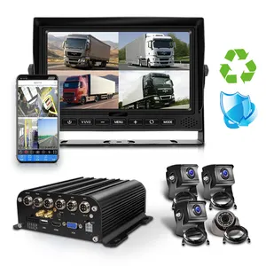 GPSトラッカーHDDハードディスクモバイルDVRビデオレコーダー1080pバストラックリアルタイムモニタリングカーMDVR、4台のカメラ7インチ画面