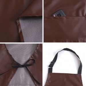 High-End Men's Women's Soft Leather PU Bib <b>Apron</b> Fashionable Waterproof Oil-Proof <b>Kitchen</b> Cooking Work Waist New Fashionable - Product Image 3