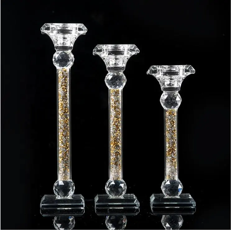 Высокий акриловый Хрустальный Подсвечник свадебные золотые Роскошные подсвечники