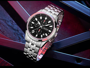 Montre pour homme de luxe, chronographe calendrier, bracelet en acier sport, quartz, affaires - Product Image 5