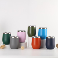 Gobelets à vin isothermes en acier inoxydable sans pied de 12 oz, colorés, pour le voyage, à double paroi, isolés sous vide, avec couvercle