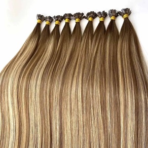 Extensions de cheveux humains 100% vierges Remy pré-collées à la kératine russe, double épaisseur, pointe plate, cheveux raides - Product Image 3