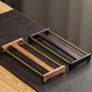 Chinese Style Ebony Cup Holder Porcelain Teacup Drainer For Kung Fu <b>Tea</b> <b>Set</b> Storage With Paulownia Wood Tray - Product Image 2
