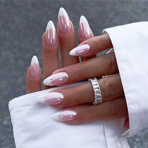 Uñas Postizas Francesas en Degradado <span class=keywords><strong>de</strong></span> Color, <span class=keywords><strong>de</strong></span> Alta Gama, con Diseño Impreso en Forma <span class=keywords><strong>de</strong></span> Almendra, para Comercio Electrónico Transfronterizo en <span class=keywords><strong>Europa</strong></span> y América - Product Image 6