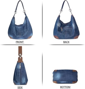 Borsa a Tracolla in Denim Antigraffio per Donna, Multi Tasche, Leggera, con Cerniera, Personalizzabile - Product Image 3