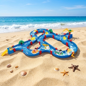 Juguete de Pista de Agua para Armar, Juego de Pista de Agua Interactiva para Parque Acuático de Playa al Aire Libre de Verano - Product Image 1
