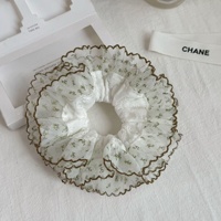Vente chaude ligne ondulée dentelle garniture chouchous plusieurs couches impression fleur queue de cheval cheveux accessoires pour les femmes en gros