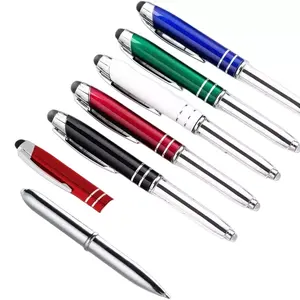 Ucuz fabrika fiyat stylus led ışıklı kalem promosyon metal kalem ile kalem tükenmez kalem