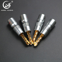 Konektor Jack Speaker YIVO XSSH Audio Grosir Tipe Sekrup Male Banana Plug Berlapis Emas Kuningan untuk Amplifier Audio