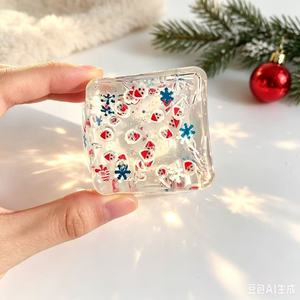 Christmas Squishy Ice Cube Stress Relief Slow Rebound Maltose <b>Glitter</b> Fidget for Kids Adults Sensory Holiday Gift - Product Image 5