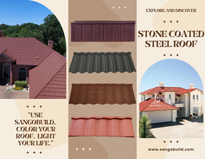 Tuiles de <span class=keywords><strong>toiture</strong></span> en métal rouge noir Bond en terre cuite Feuille de <span class=keywords><strong>toiture</strong></span> enduite de pierre de bardeau - Product Image 4