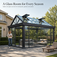 Véranda en verre à toit en pente, serre en aluminium, maison de jardin, solarium, taille personnalisée pour cour arrière, terrasse, patio