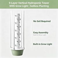 Tour de culture hydroponique verticale à 9 niveaux avec éclairage LED intégré, équipement de culture aquatique d'intérieur pour légumes-feuilles