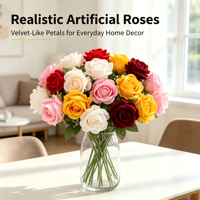 Rose artificielle en velours à tige unique de 48 cm de long, fleur de rose artificielle pour la décoration de la maison, de la table, des mariages et des fêtes