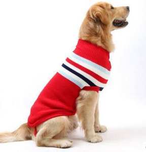 ホットセールブルーレッドウォームストライプビッグドッグセーターパターンニット犬プルオーバージャンパー - Product Image 1