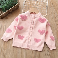Cardigan en tricot chaud d'hiver pour bébé fille - Pull en coton doux à col rond - Style princesse décontracté tendance