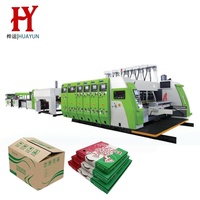 Mesin Produksi Flexo Printer Slotter Folder Gluer 4 Warna Pencetak Slotting Rotary Pembuat Kotak Karton
