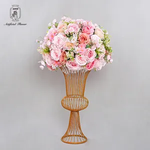 Decorative Table Centerpieces Artificial Rose Flower Ball With White Pink And Pal Floral Arrangements