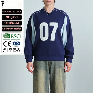 Sudadera de Alta Calidad con Cuello en V, Corte Holgado, Transpirable, Mezcla de Polialgodón, Informal, Unisex, Manga Larga, Gran Venta - Product Image 1