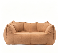 Canapé-lit paresseux tendance en tissu peluche Teddy style crème, avec éponge hautement élastique amovible et lavable, pour salon et balcon