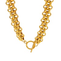 Ensemble Collier et Bracelet en Acier Inoxydable Plaqué Or Véritable 18 Carats Étanche et Inaltérable, Tendance