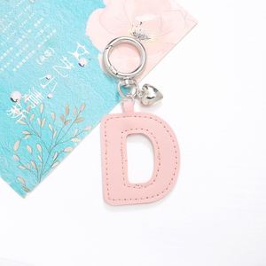 Personalized 26 English Letters Leather Keychain High Quality Colorful PU Leather <b>Bag</b> Decoration Pendant PU Leather Keychain - Product Image 5