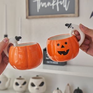 <span class=keywords><strong>Tazas</strong></span> mágicas de cerámica <span class=keywords><strong>3D</strong></span> para cara de calabaza, <span class=keywords><strong>tazas</strong></span> de agua fantasma para regalo de Halloween, 2022 - Product Image 2