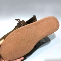 Claks Handmade Coffee Genuine Leather Retro Sporty Lightweight Breathable Anti-Slip Running Sneakers Rubber Sole Casual Shoes