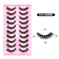 Vente en gros de cils duveteux personnalisés faux vison pleine bande cils emballage personnalisé boîte étui 10 paires plateau doux moelleux cils