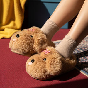 Automne hiver nouveau Style chien en peluche <span class=keywords><strong>pour</strong></span> pantoufles <span class=keywords><strong>pour</strong></span> femmes chaud et à la mode intérieur usage domestique avec semelle extérieure de Style dessin animé - Product Image 4