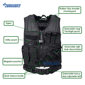 ゼニソンカスタムロゴタクティカルベスト通気性ブラックトレーニングアウターウェアジッパー開閉式耐久性デザイン - Product Image 2