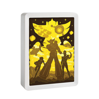 Lampe de Nuit LED Personnalisable en Forme de Personnage de Dessin Animé, Cadre Décoratif en Papier Découpé, Boîte à Lumière LED, Lampe en Papier Sculpté Design Goldorak