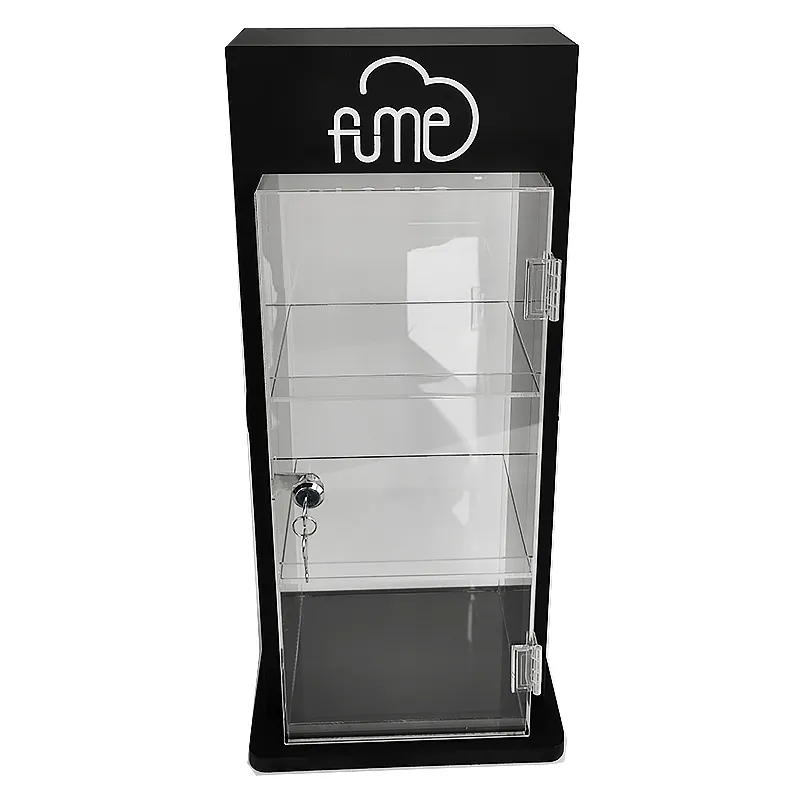 Expositor personalizado para loja de fumaça, armário de exposição de cigarros com fechadura de porta em acrílico