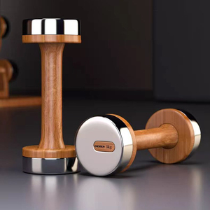 <span class=keywords><strong>Manubri</strong></span> in legno e acciaio inossidabile, disponibili in diverse misure, adatti per esercizi di fitness. - Product Image 1