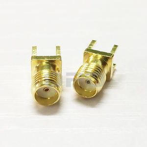 Connettore RF Coassiale Femmina S <span class=keywords><strong>M</strong></span> a 1.6mm con Clip a Bordo, Montaggio Dritto, Placcato Oro, Connettori RF per Saldatura - Product Image 2