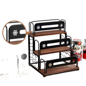 Estante de Almacenamiento de Madera de 3 Niveles, Combinación de Hierro y Madera, Exhibidor de Licores para Barra o Encimera, Soporte para Cápsulas de Café - Product Image 5