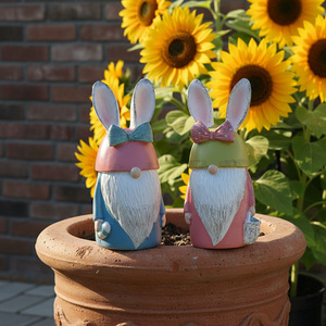 Nuevos Adornos de Resina de Conejito y <span class=keywords><strong>Duende</strong></span> de Pascua para Interiores y Exteriores, Decoración Artesanal de Animales para Jardín y Patio, Festival de Primavera - Product Image 2