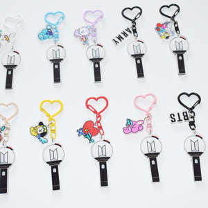 Porte-clés en acrylique style <span class=keywords><strong>Kpop</strong></span>, mini bâton lumineux, pendentif mignon de dessin animé avec boucle en forme de <span class=keywords><strong>c</strong></span>œur, utilisé pour la décoration d'emballages BTS - Product Image 2