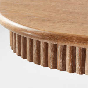 <span class=keywords><strong>Table</strong></span> à manger de luxe en bois de chêne cerusé, bords arrondis et détails de tablier cannelé, <span class=keywords><strong>table</strong></span> de salle à manger - Product Image 5