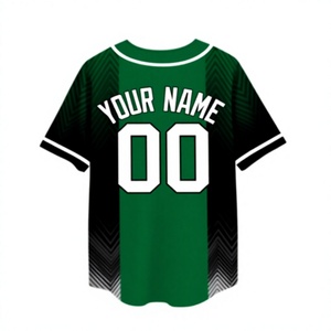 Maillot de baseball personnalisé vert et noir, uniforme d'équipe sublimé, respirant, anti-humidité, chemise de sport boutonnée, OEM - Product Image 1