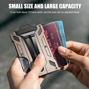 THUMBS-UP Business Stil Herren Slim Kartenhalter Großes Fassungsvermögen ID-Kartenfach RFID-Blockierung Pop-up-Geldklammer Aluminium Geldbörse - Product Image 2